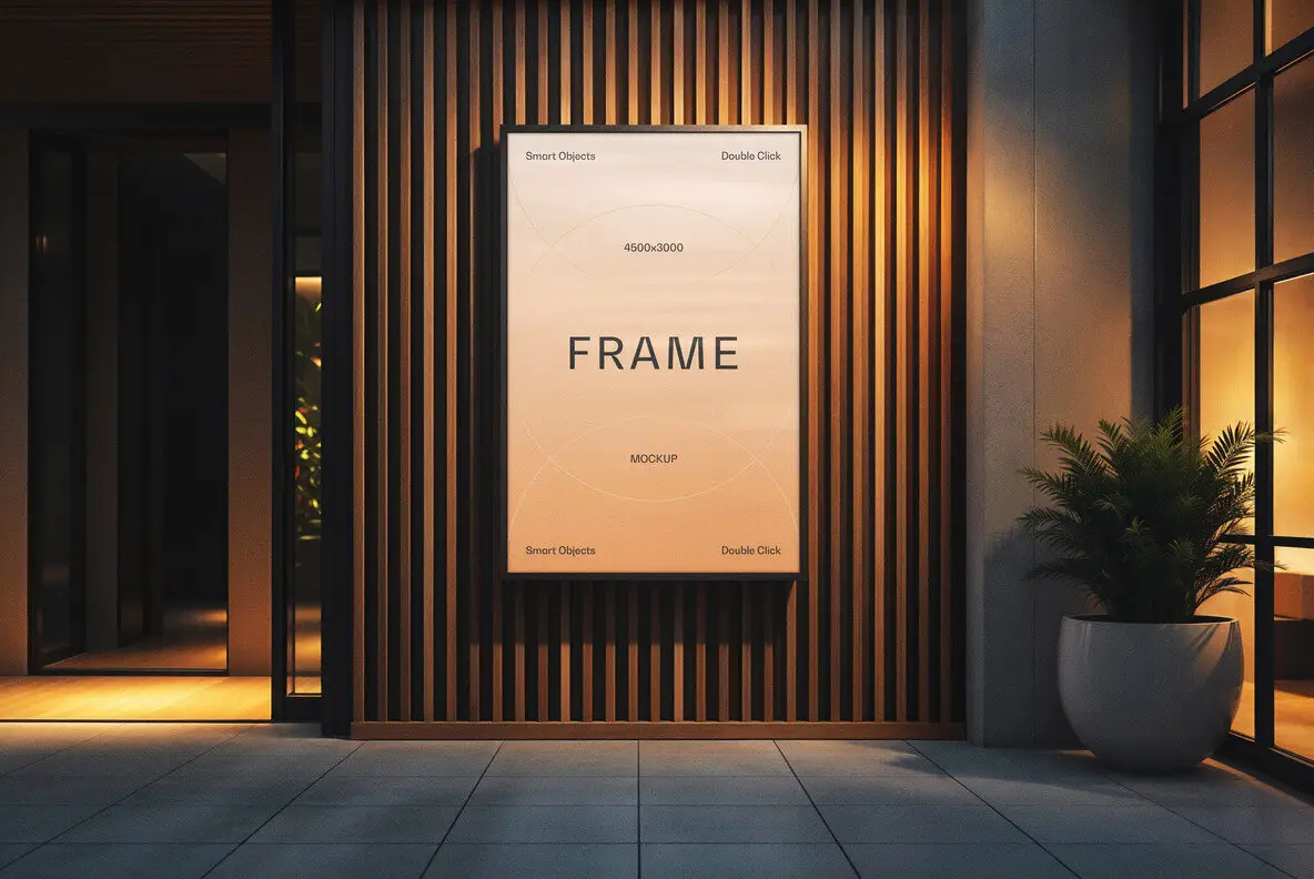 Indoor Framed Poster Mockup