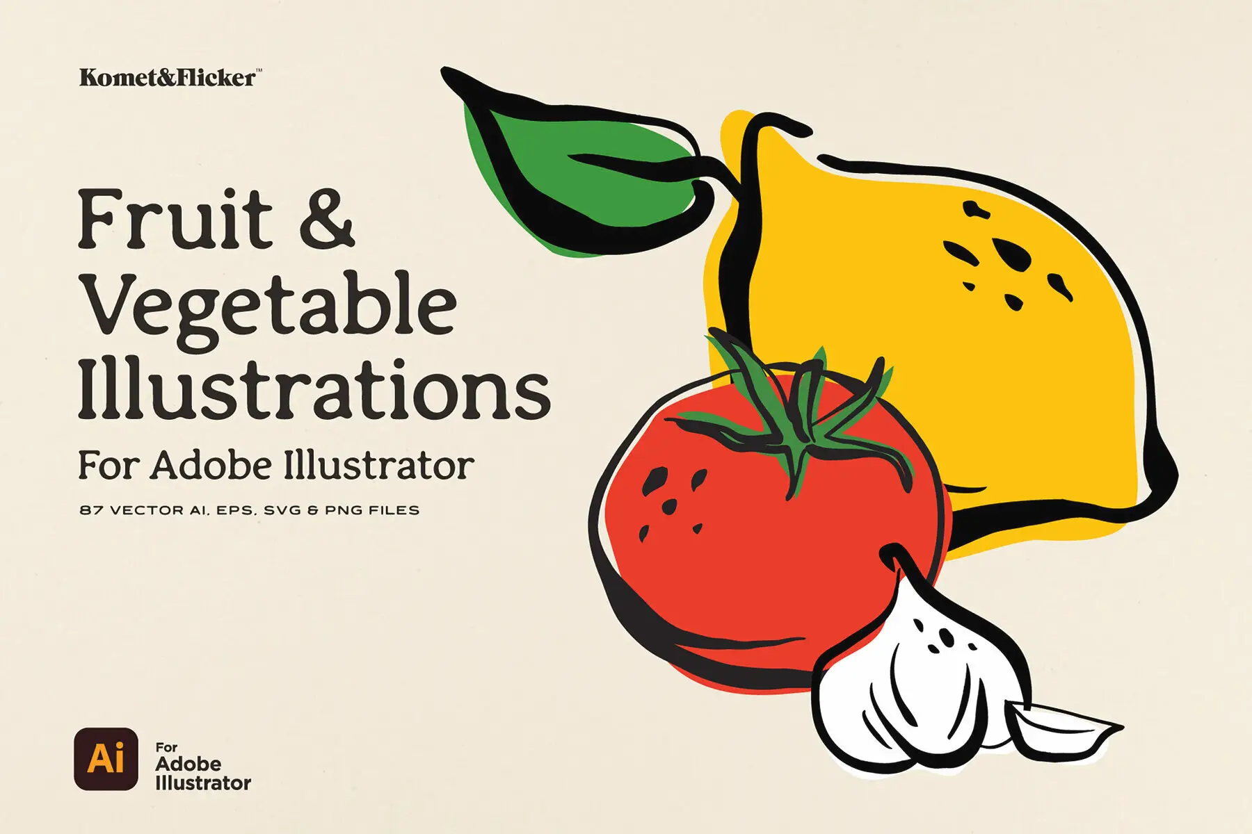 Fruit and Vegetable Vector Illustrations for Illustrator