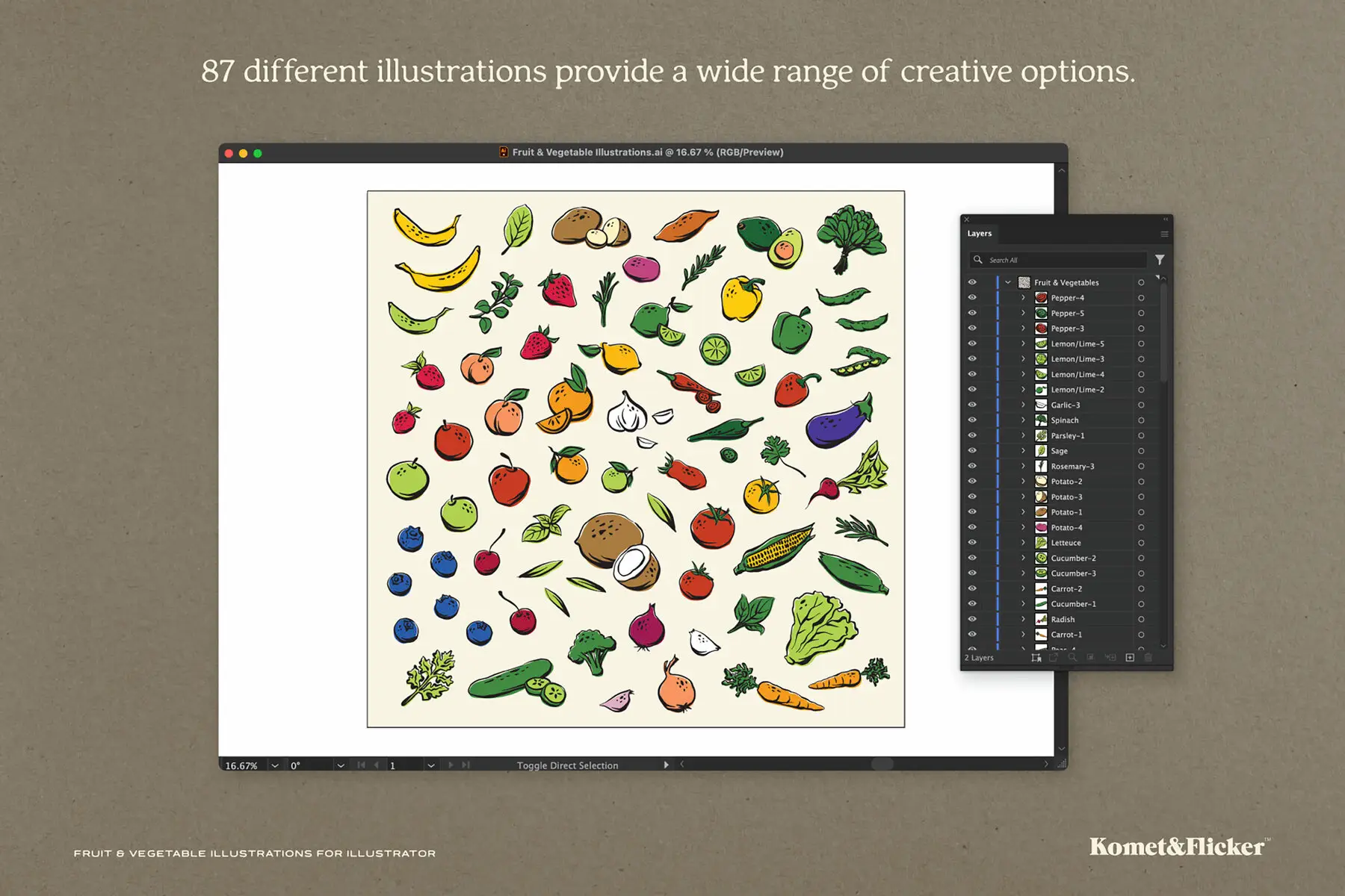 Fruit Inllustrator Fruit and Vegetable Vector Illustrations for Illustrator Illustrations ...