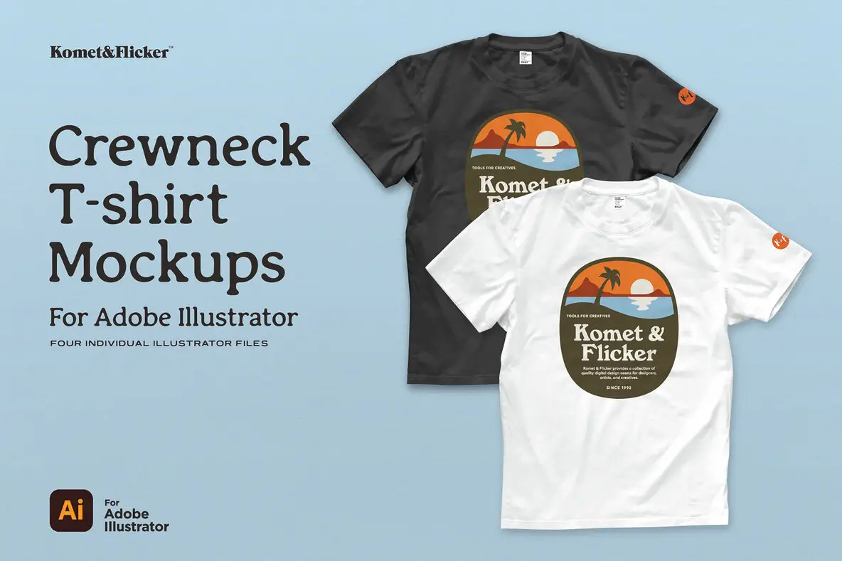 Crewneck T-shirt Mockups for Illustrator Graphics YouWorkForThem