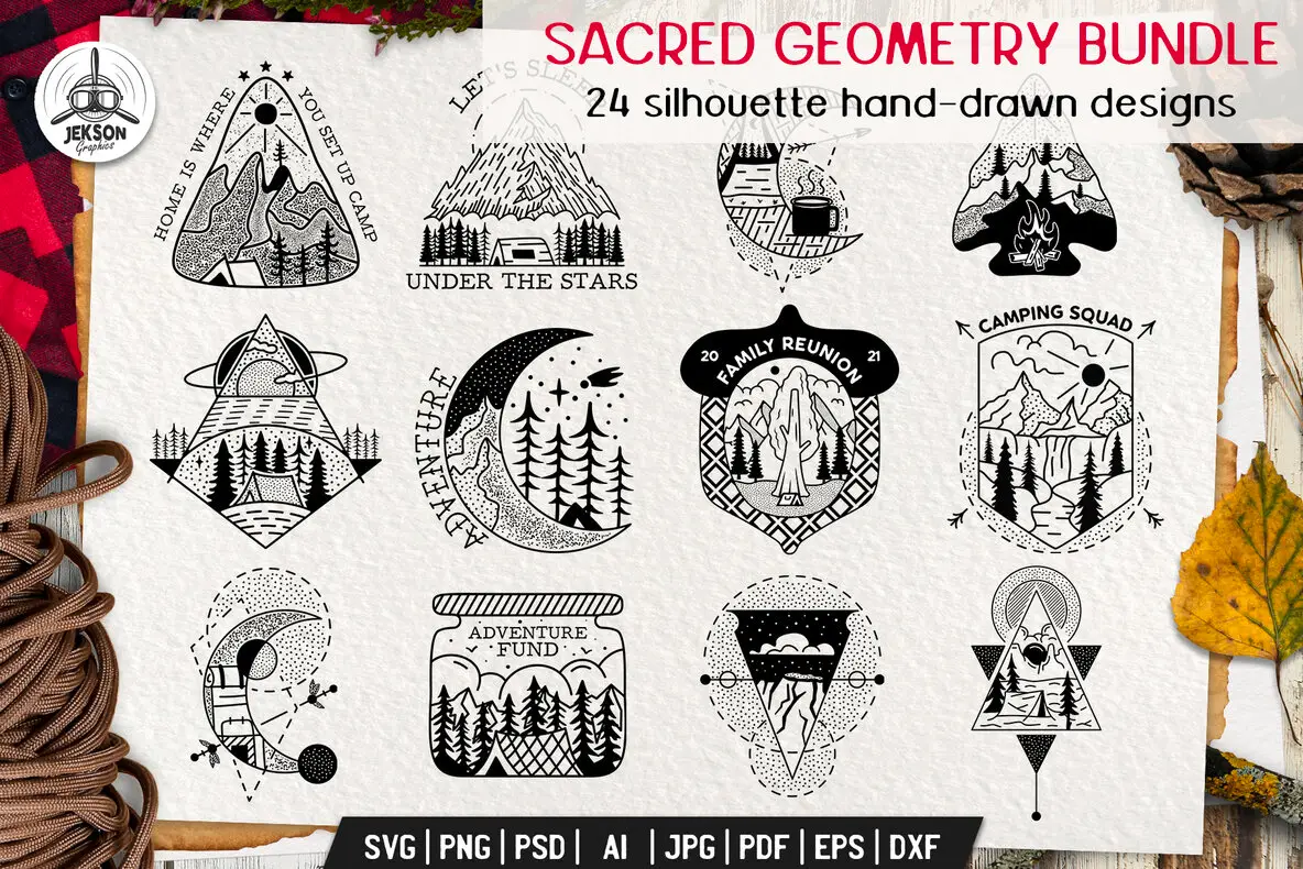 Sacred Graphics 24 Sacred Geometry Hand-Drawn Bundle Graphics - YouWorkForThem