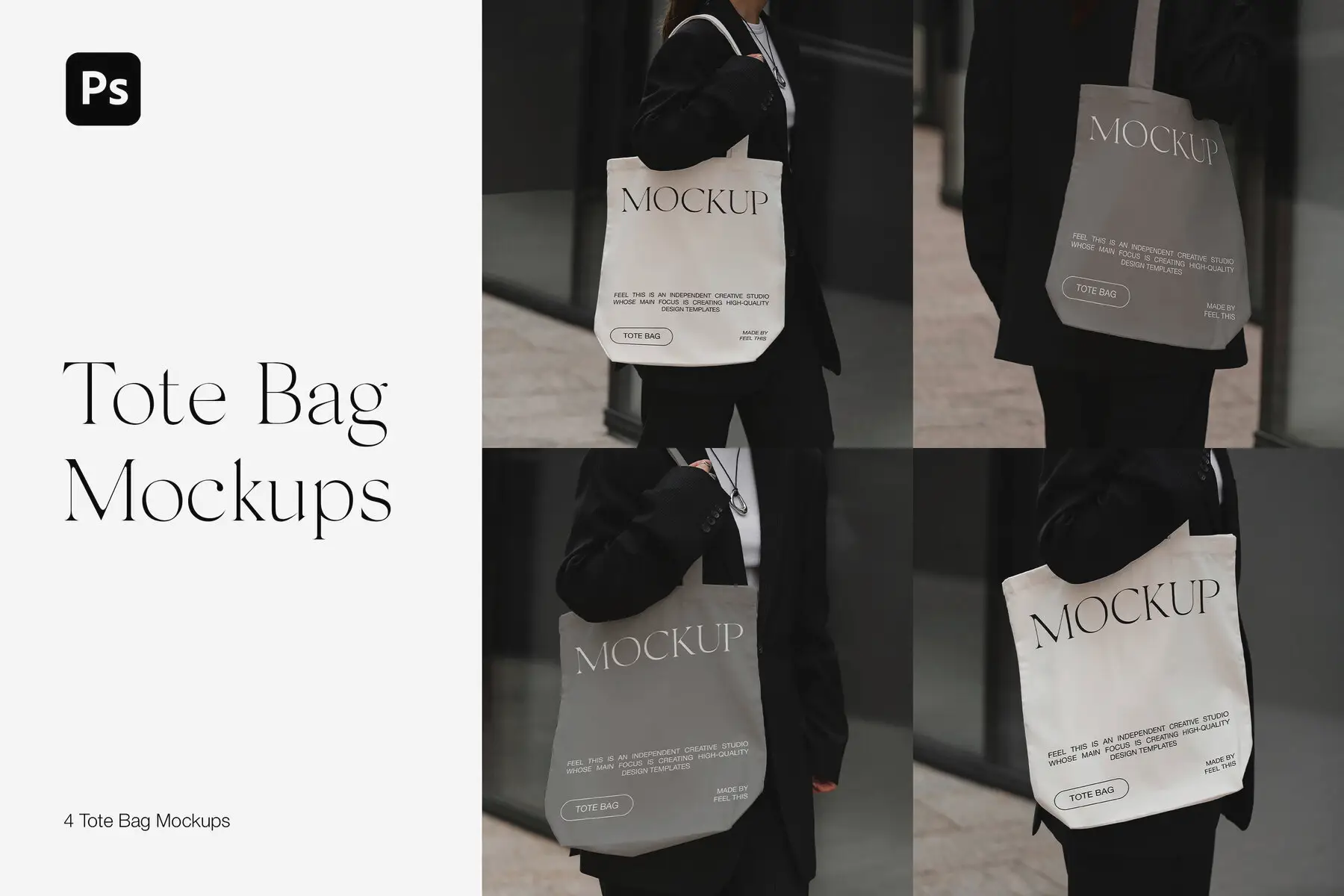 Realistic Tote Bag Mockups for Photoshop PSD