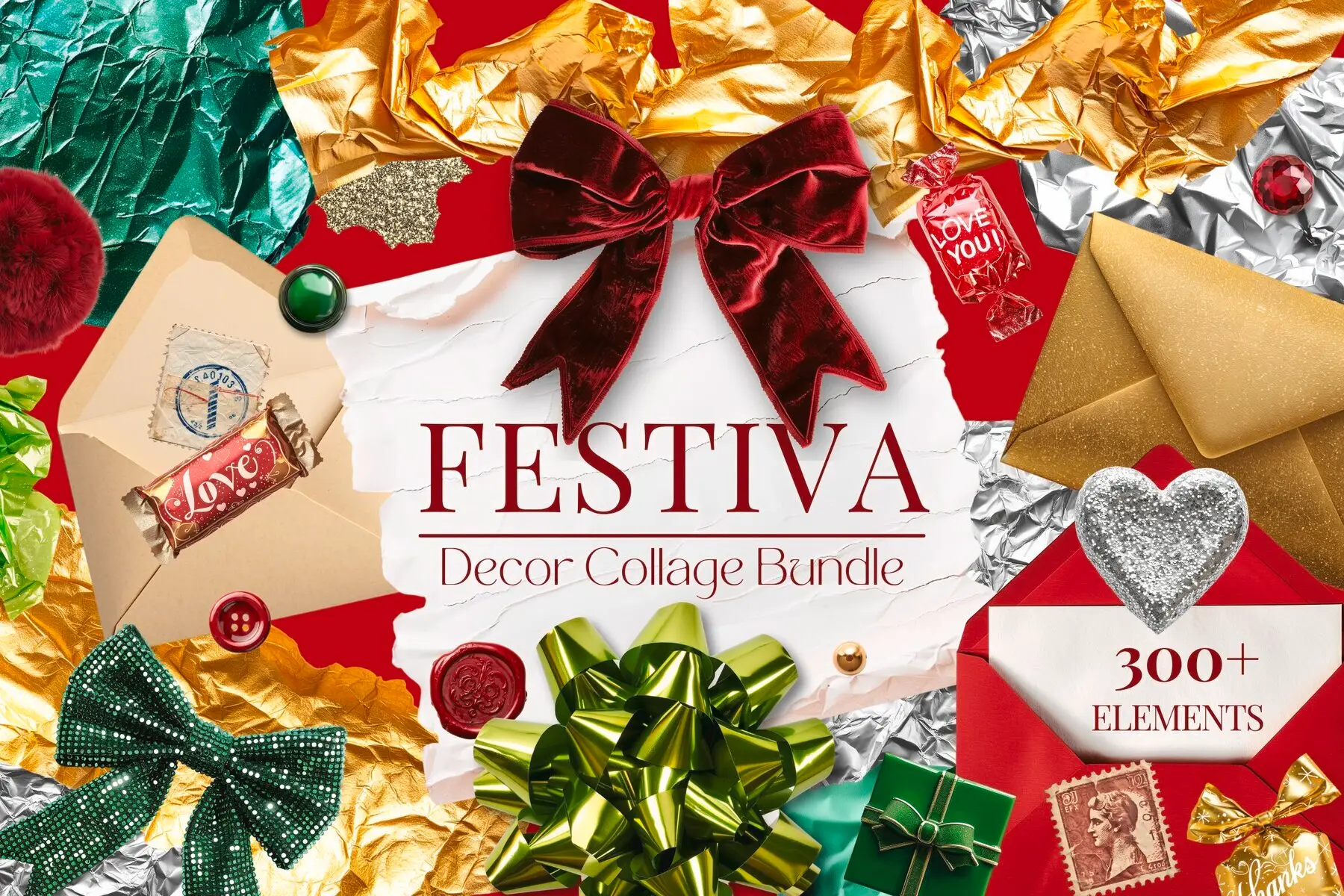 Festive Paper Collage Pack