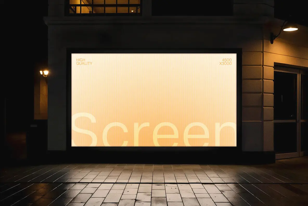 Outdoor Glowing Screen Mockup