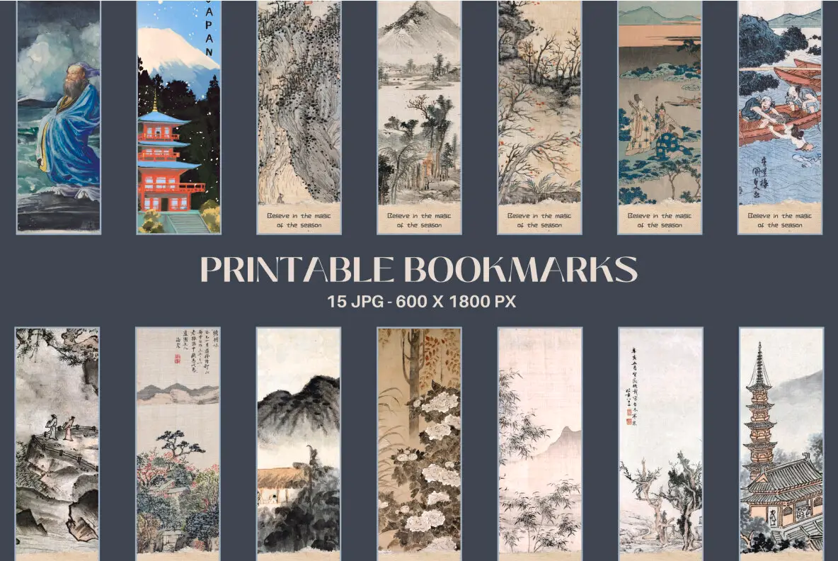 Vintage Asian Bookmarks sublimation printable