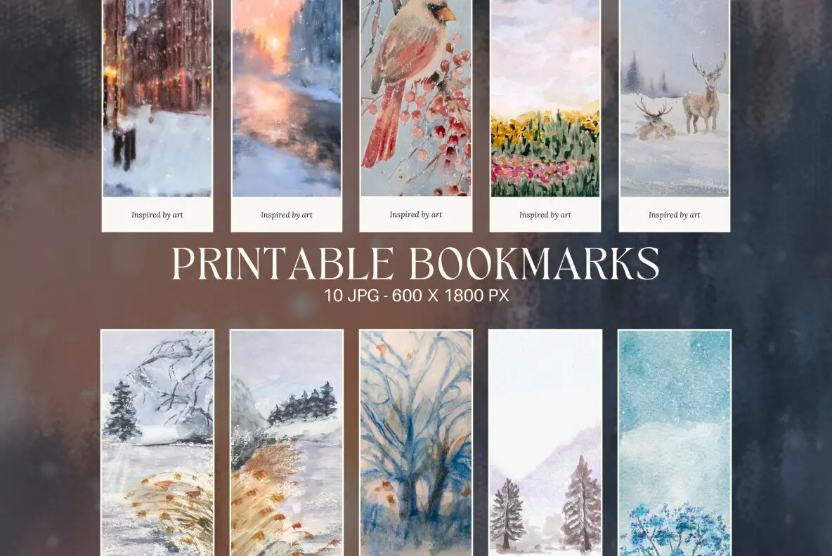 Watercolor Landscapes Bookmark Printable