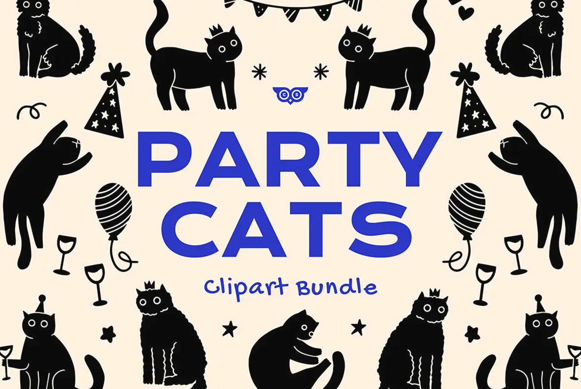 Party Cats Clipart Bundle