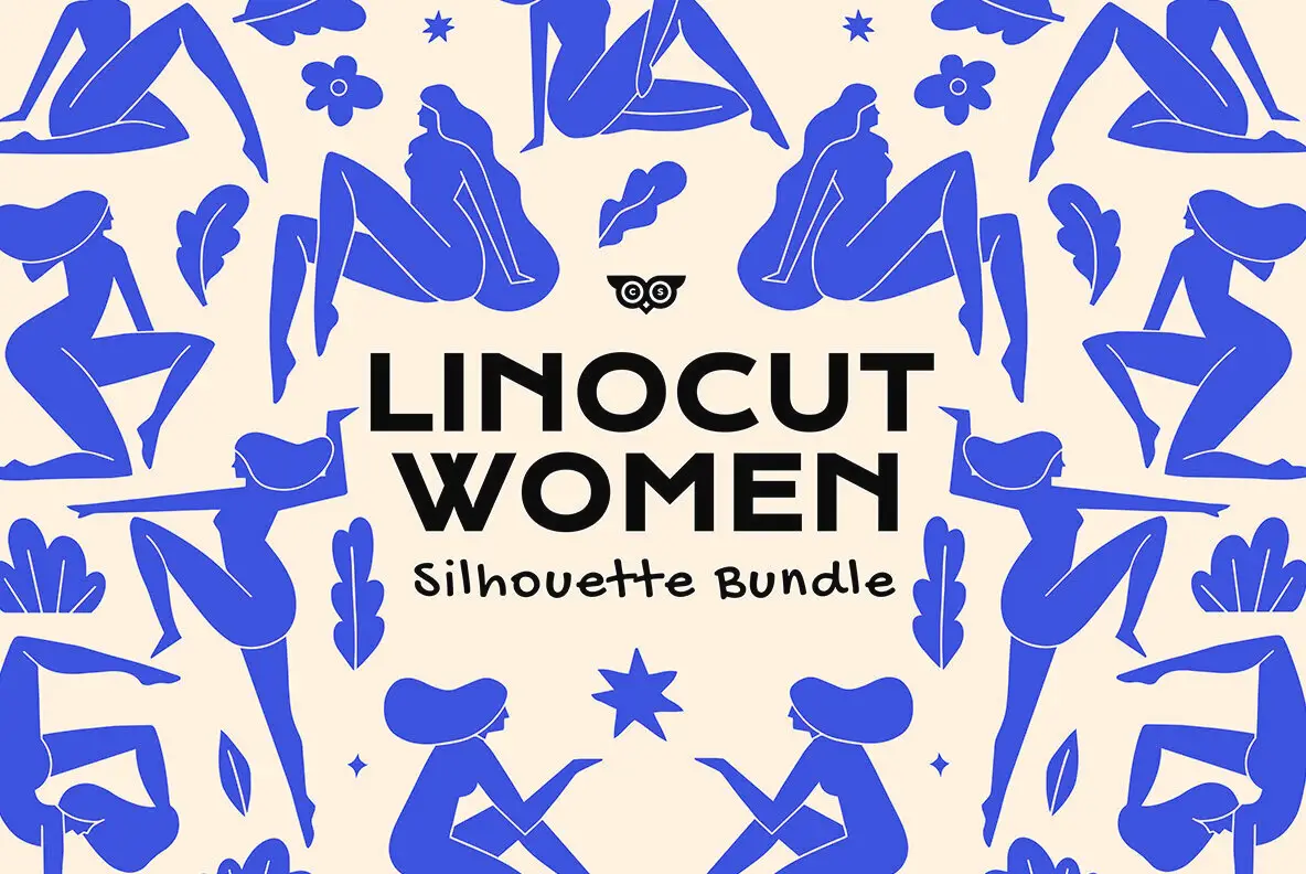 Linocut Women Silhouette Bundle