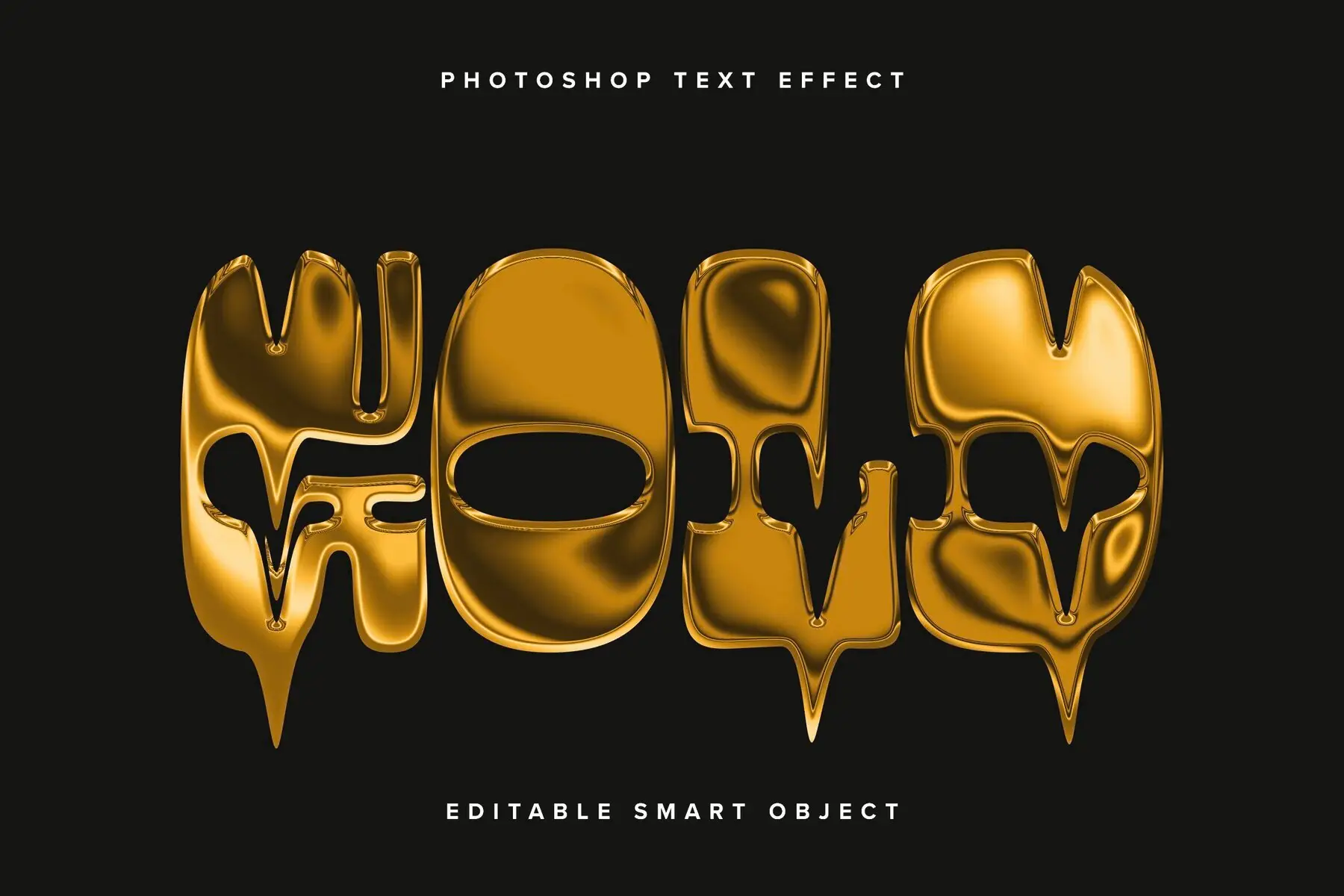 Dripping Metallic Gold Text Effect Mockup