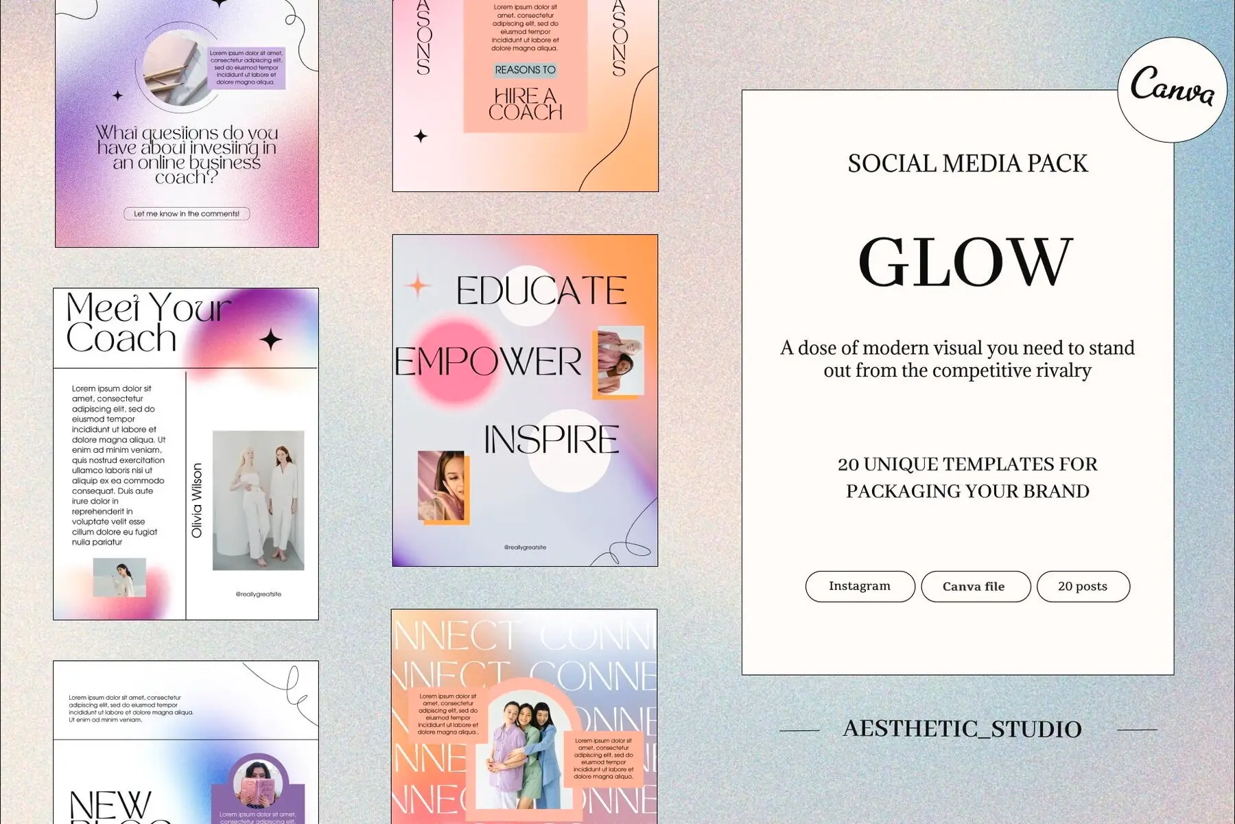 GLOW – Gradient Instagram Templates for Coaches