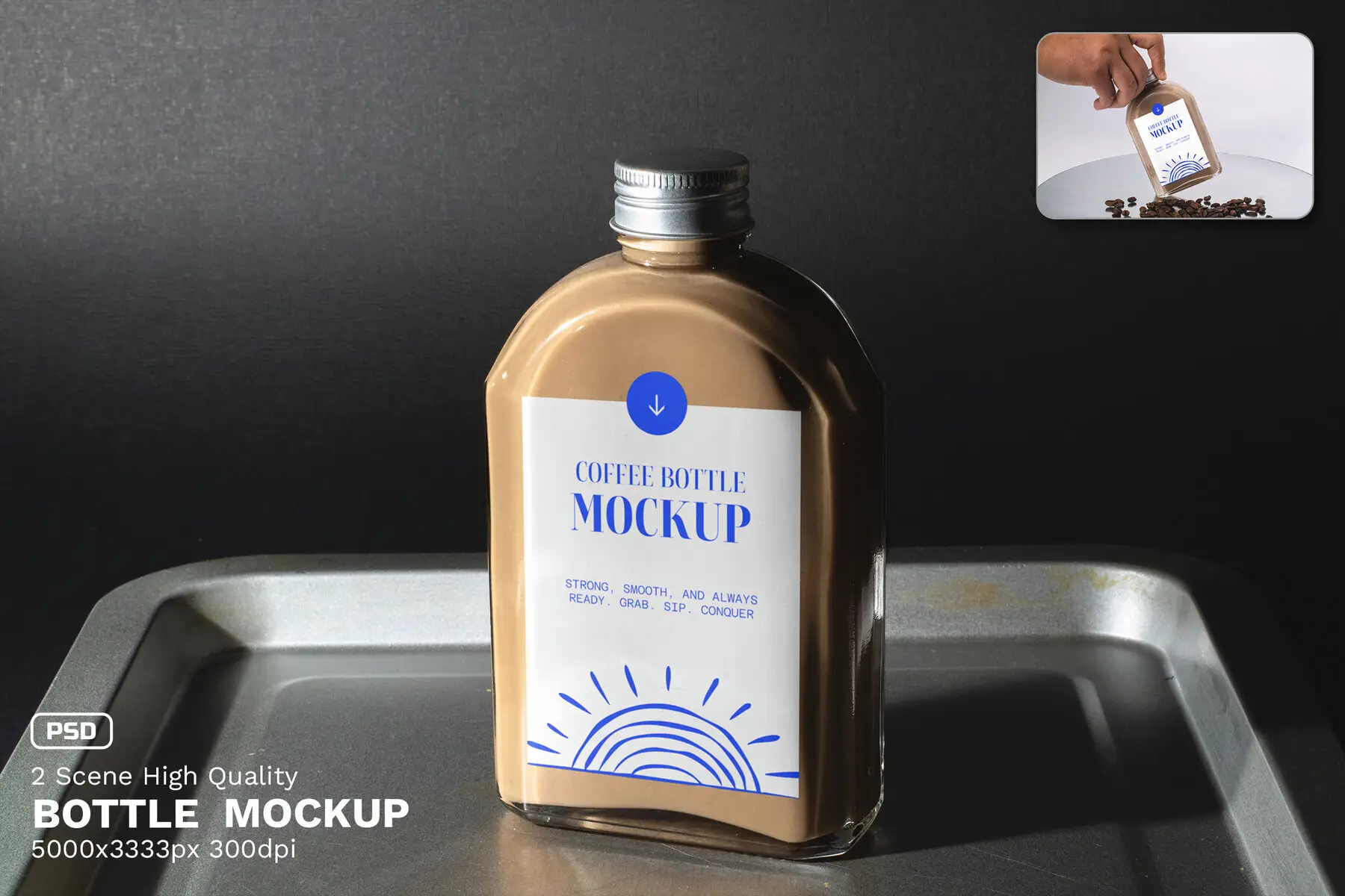 2 Realistic Scene Cold Brew Bottle Mockup - VOL 1