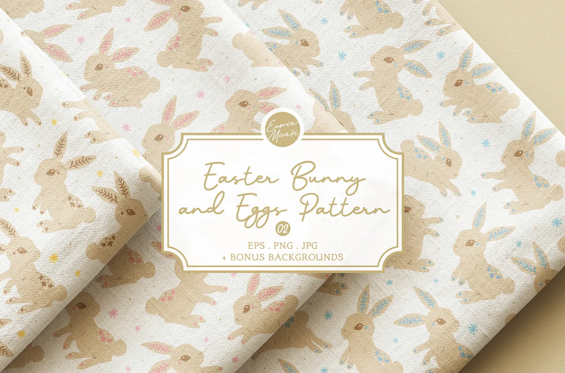 Easter Bunny and Eggs Pattern 2 Rabbit