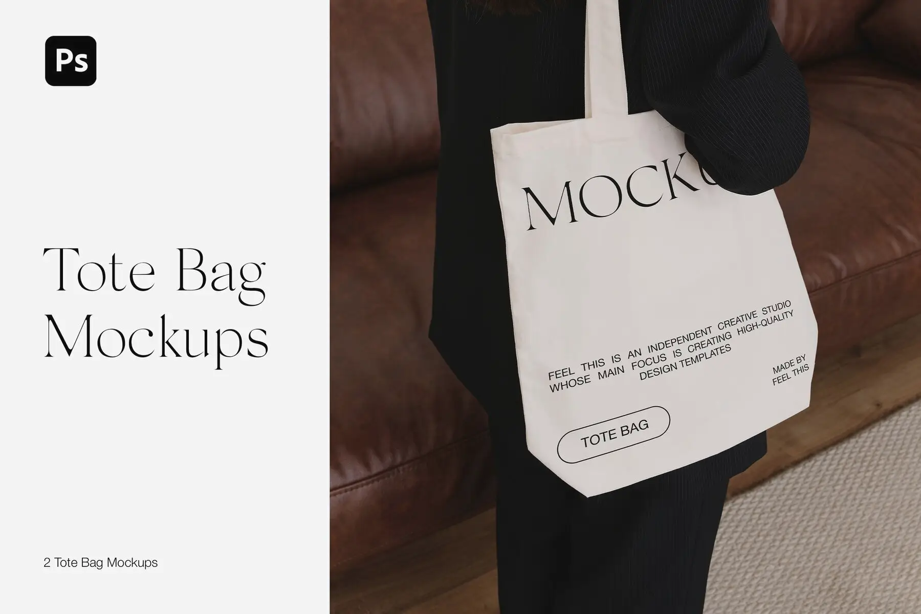 Realistic Tote Bag on Shoulder Mockups