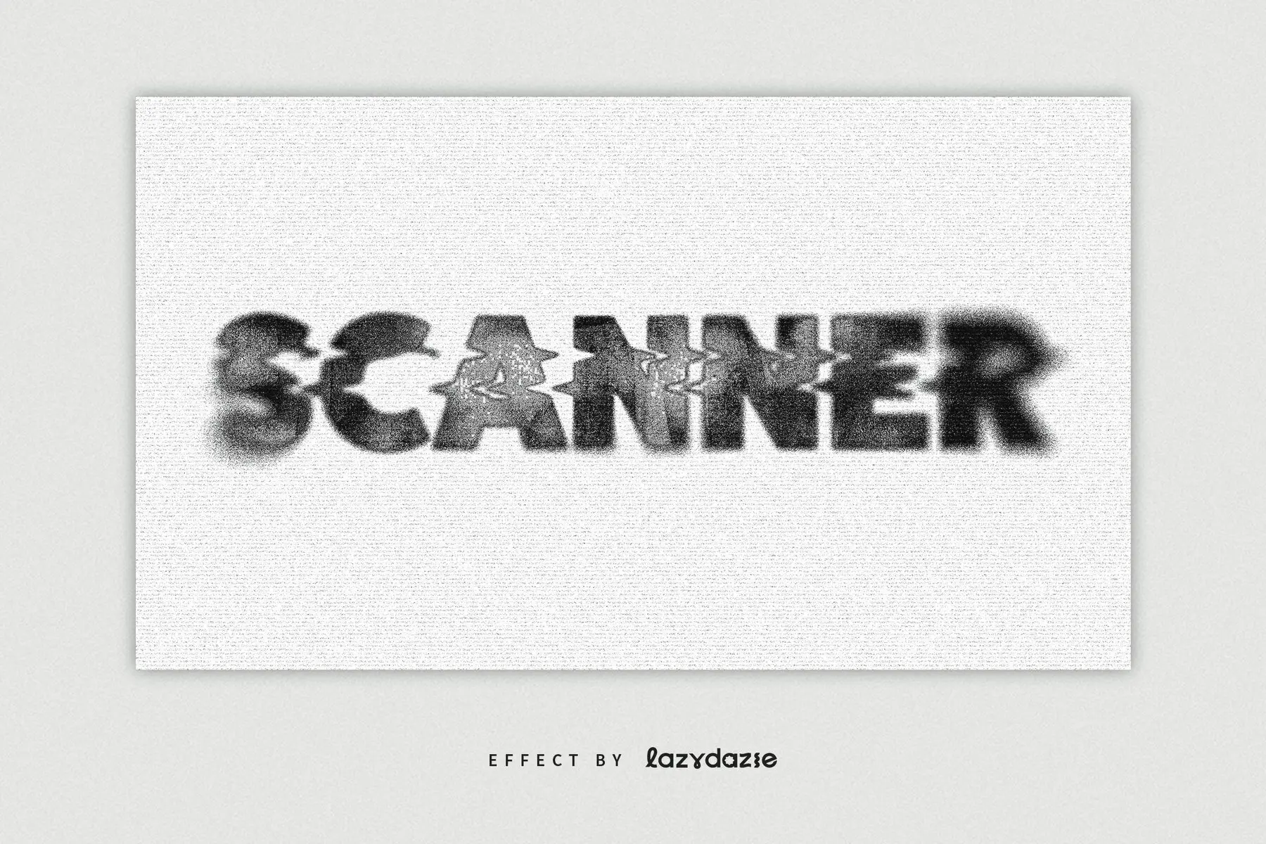Distorted Scanner Text Effect Mockup