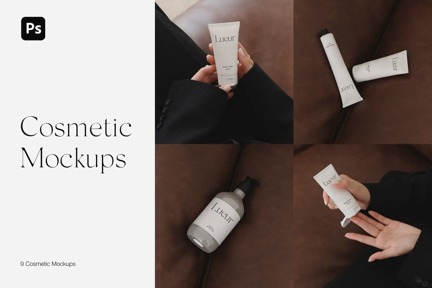 Hand Cream Tube and Cosmetic Bottle Mockups