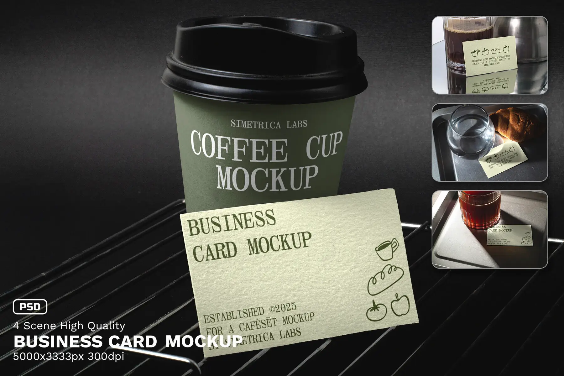 4 Realistic Scene High Quality Business Card Mockup - VOL 1