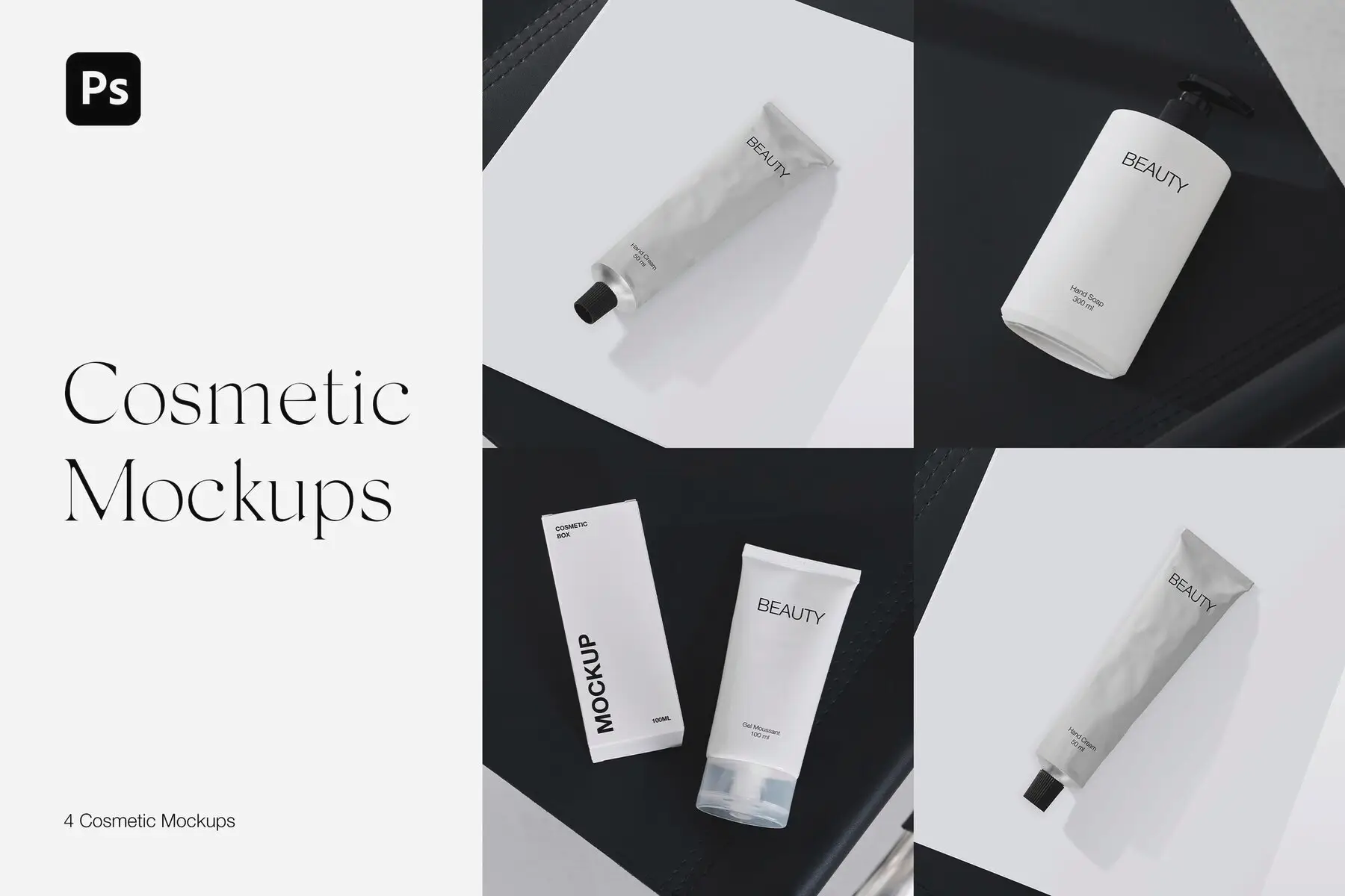 Hand Cream Tube and Cosmetic Bottle Mockups