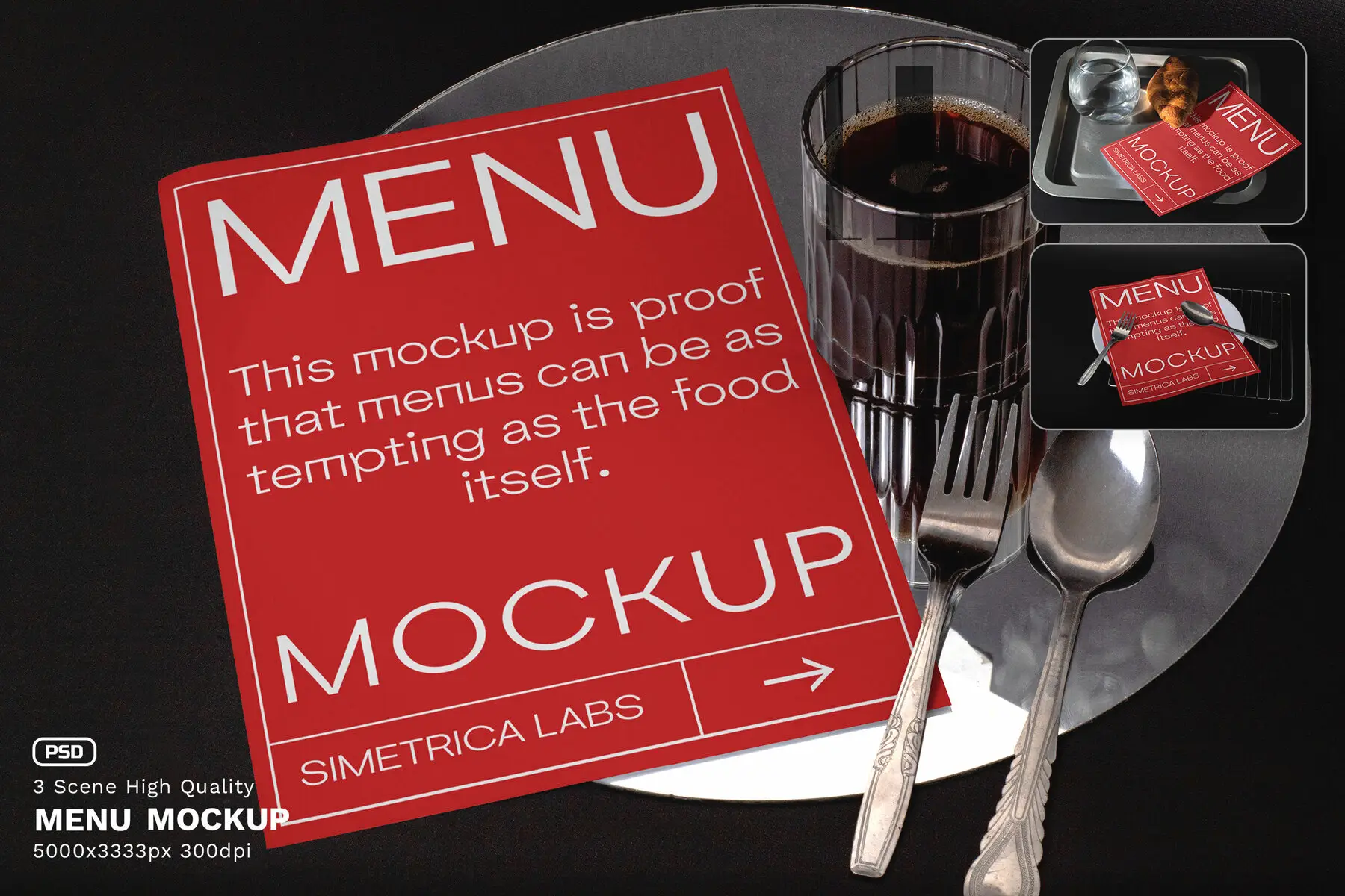 4 Scene Realistic High Quality Menu Mockup - VOL 1