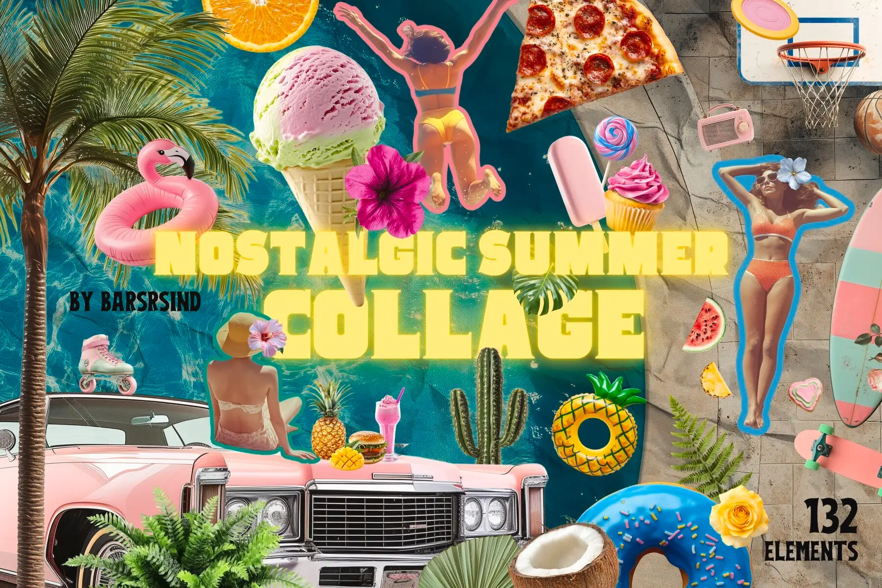 Retro Nostalgic Summer Collage Pack