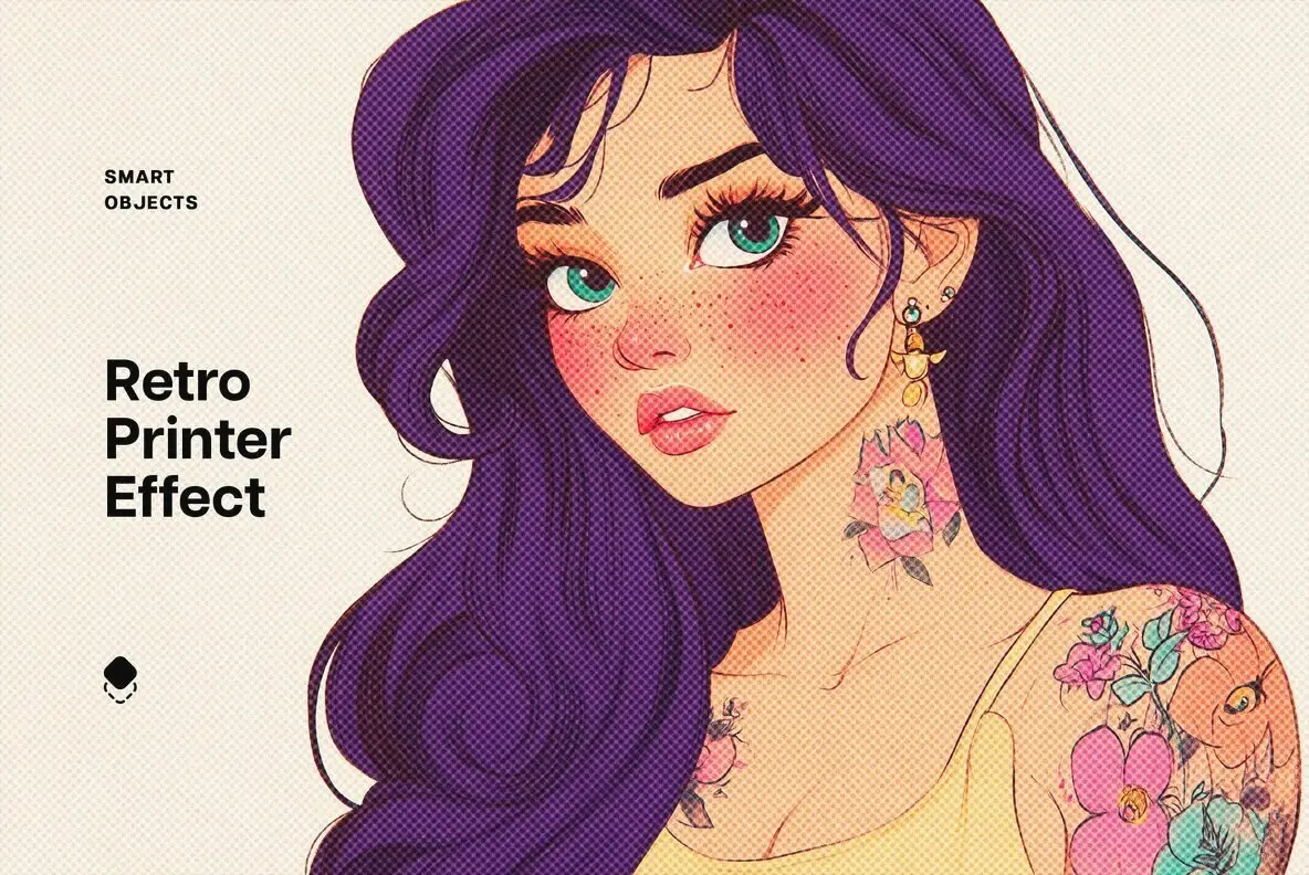 Retro Printer Photo Template