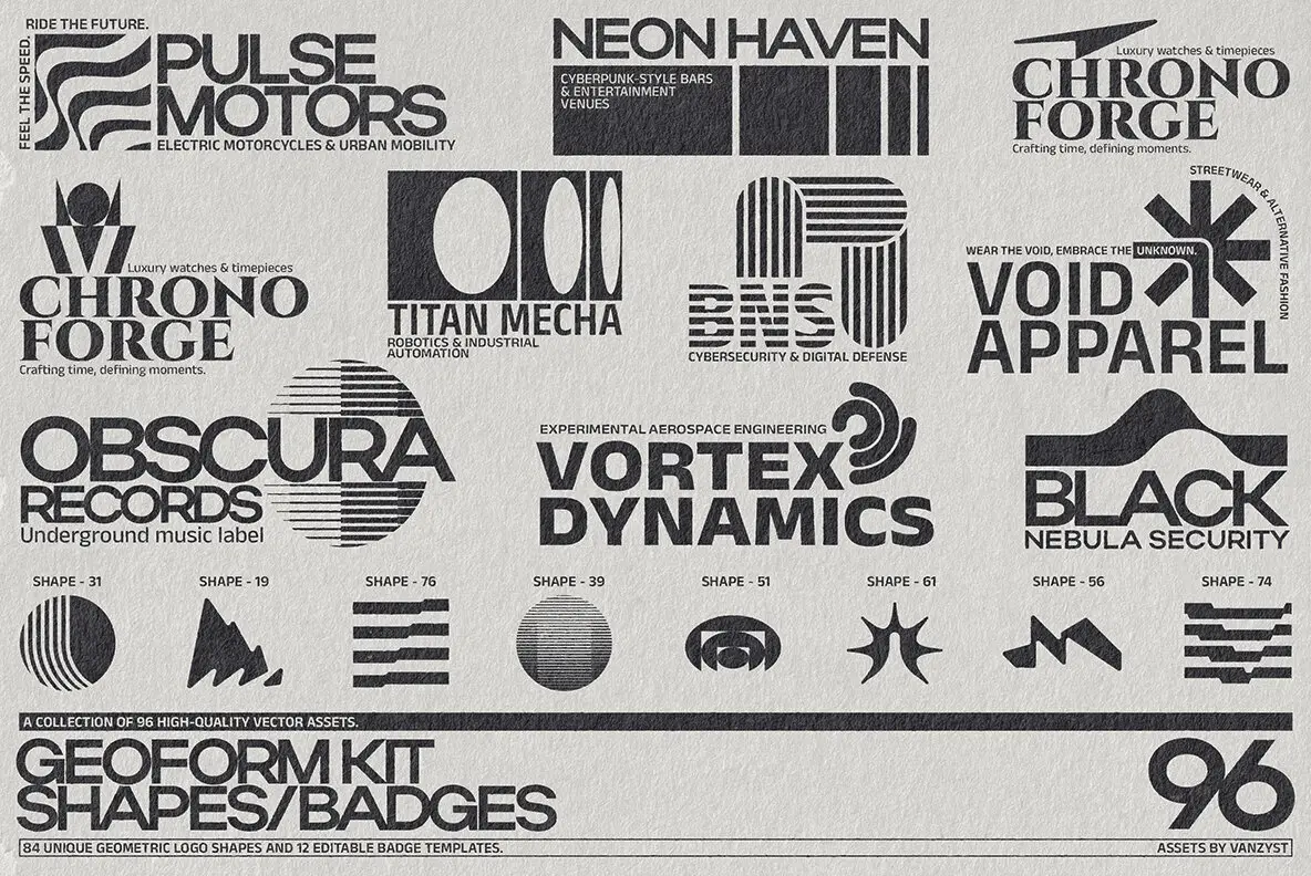 GeoForm Kit - 96 Shapes Badges