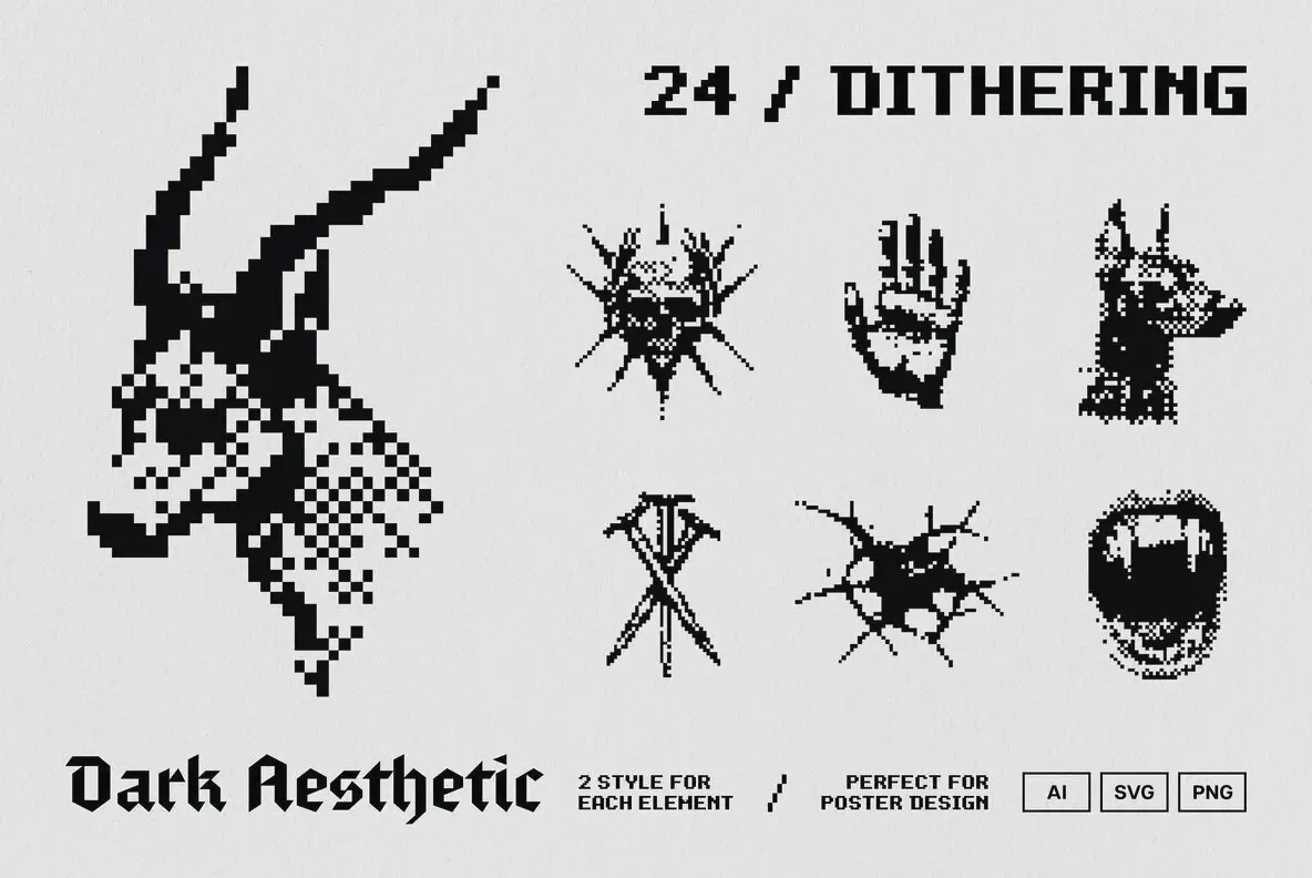 Dark Aesthetic Dithering Graphic Pack