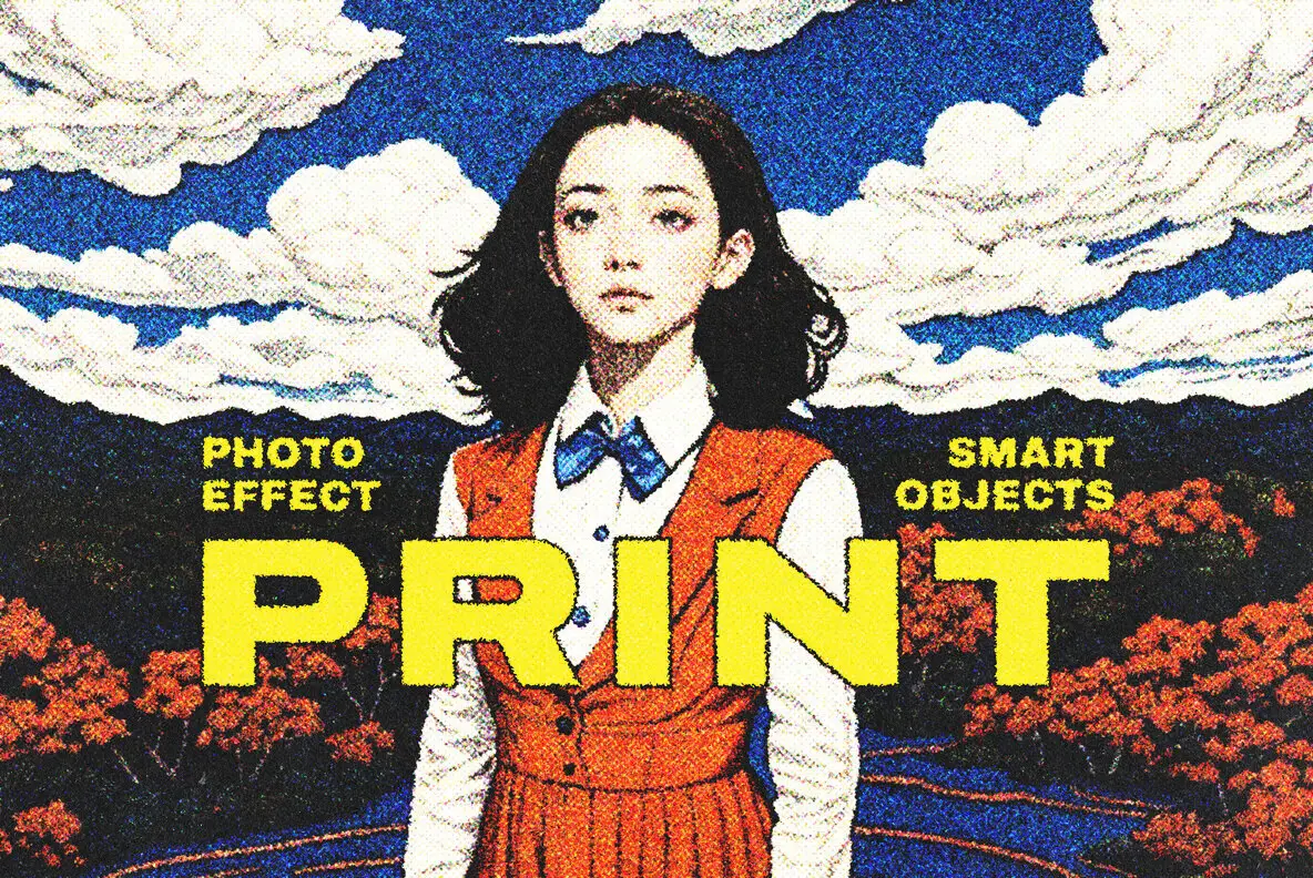 Halftone Print Effect Template