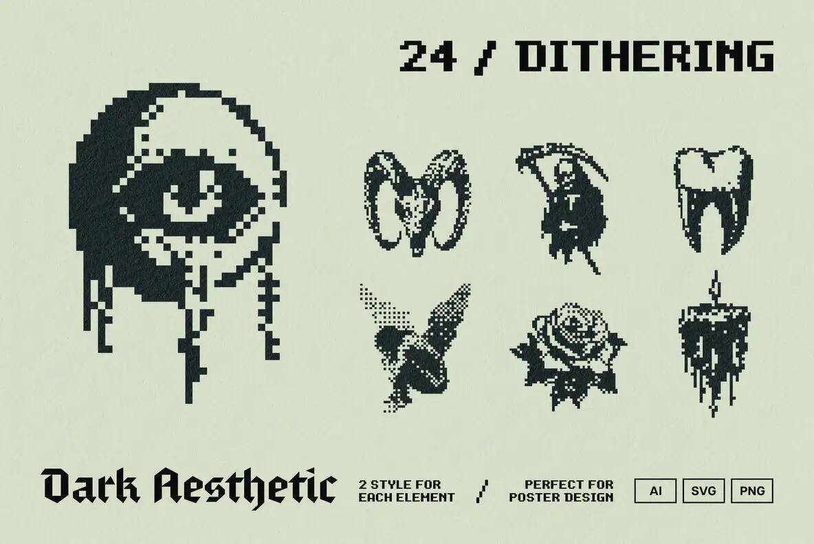 Dark Aesthetic Dithering Graphic Pack
