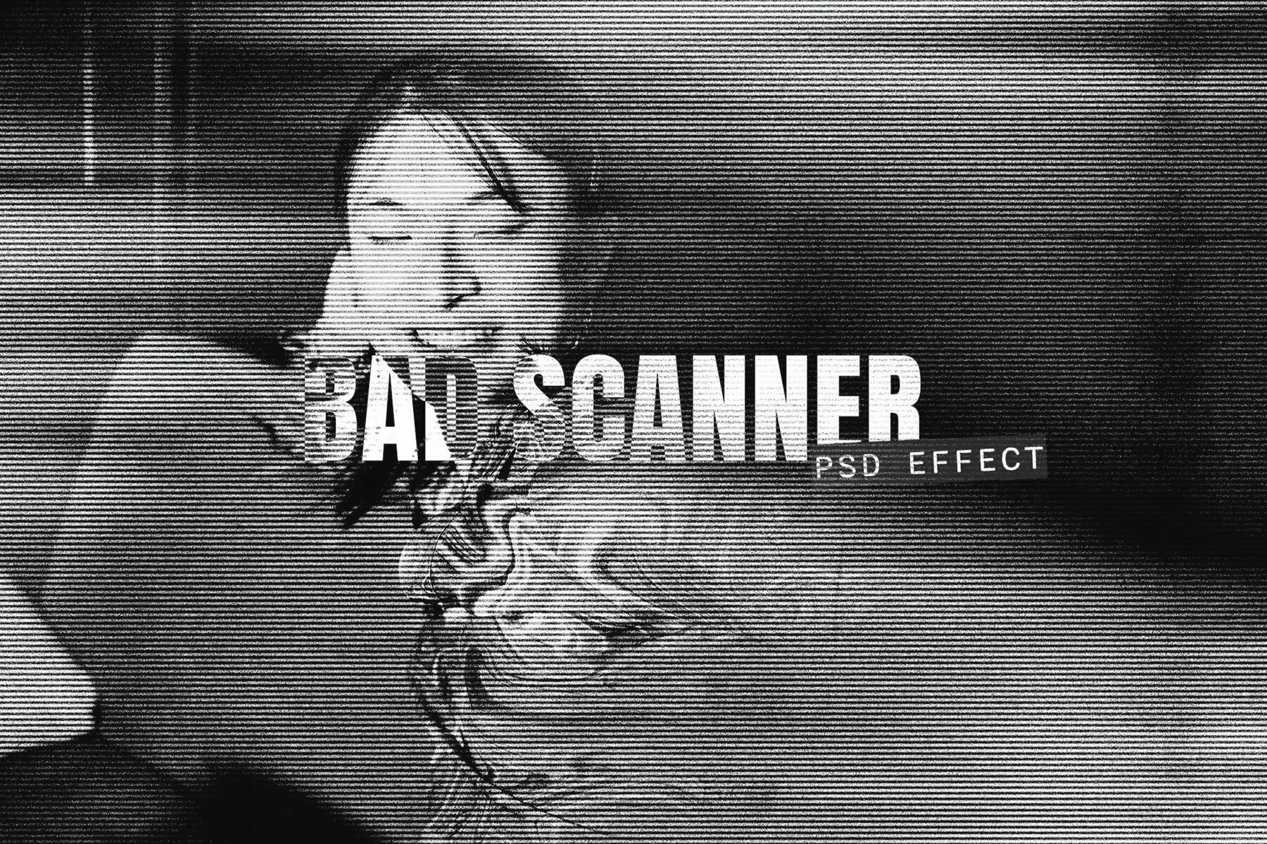 Messy Scanner Image Effect Mockup