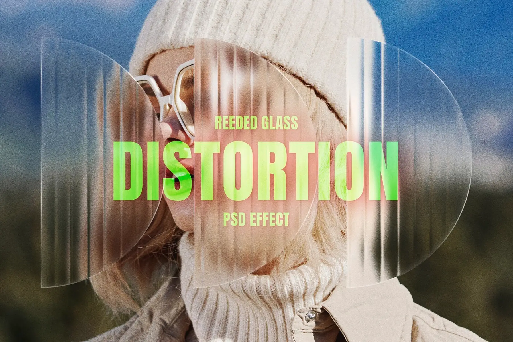 Reeded Glass Distortion Image Effect Mockup