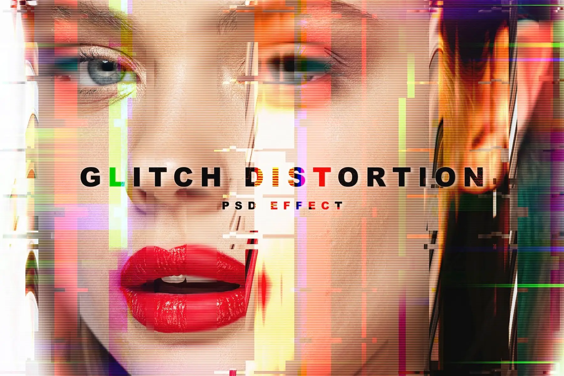 Glitch Distortion Image Effect Mockup