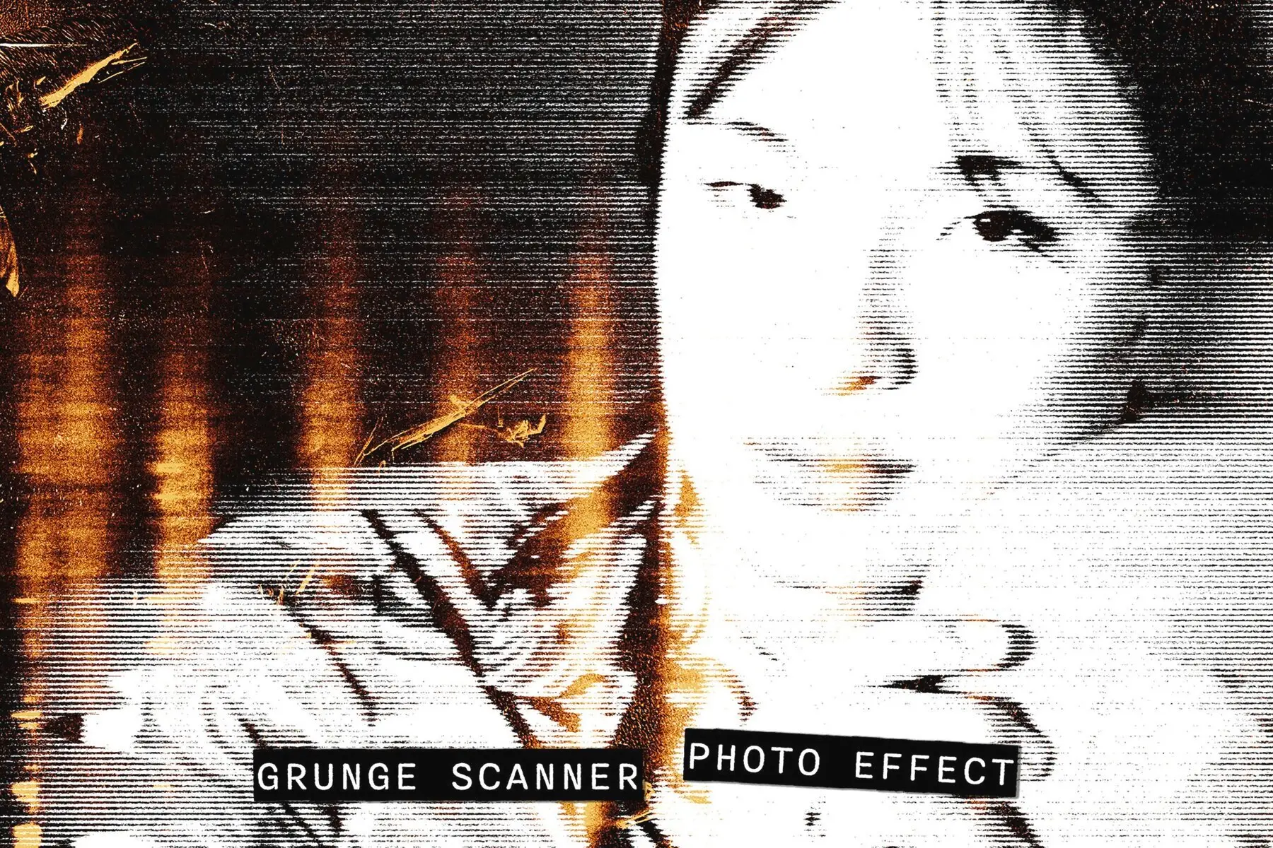 Grunge Scanner Image Effect Mockup