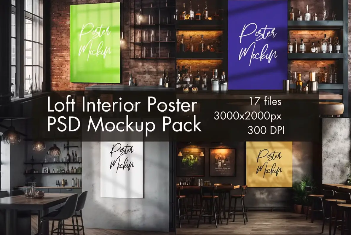 Loft Interior Poster Mockup Pack
