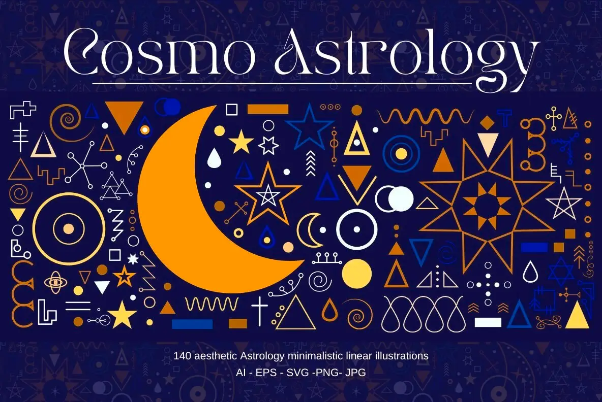 140 Astrological Linear Aesthetic Symbols