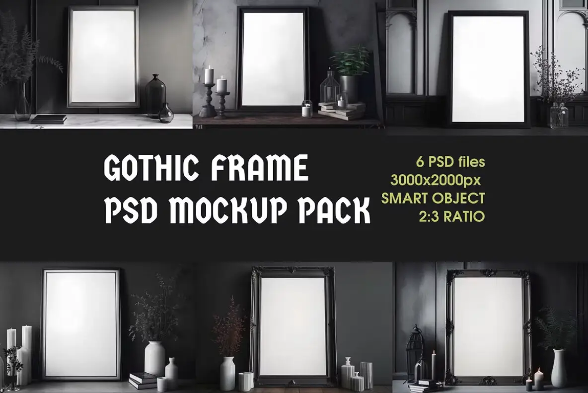 Gothic Frames PSD Mockup Pack