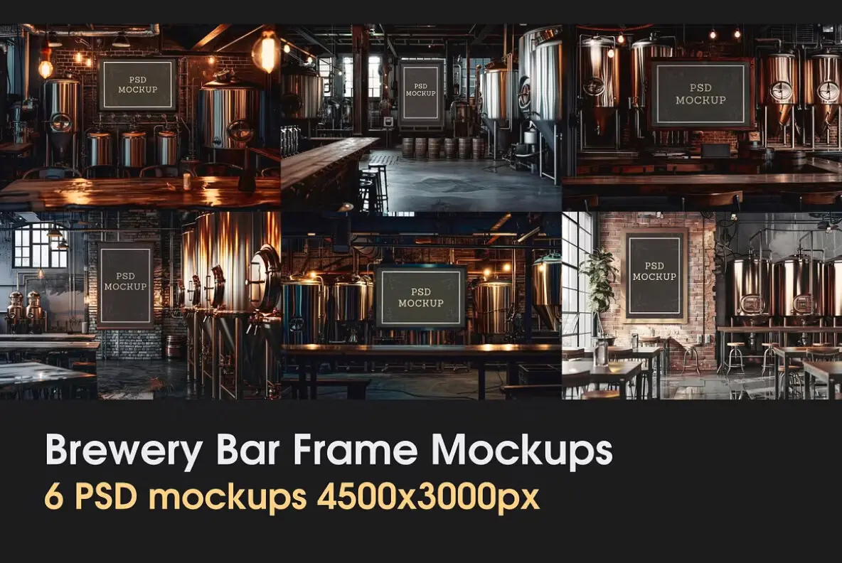 Brewery Frame Mockup Bar Frame PSD