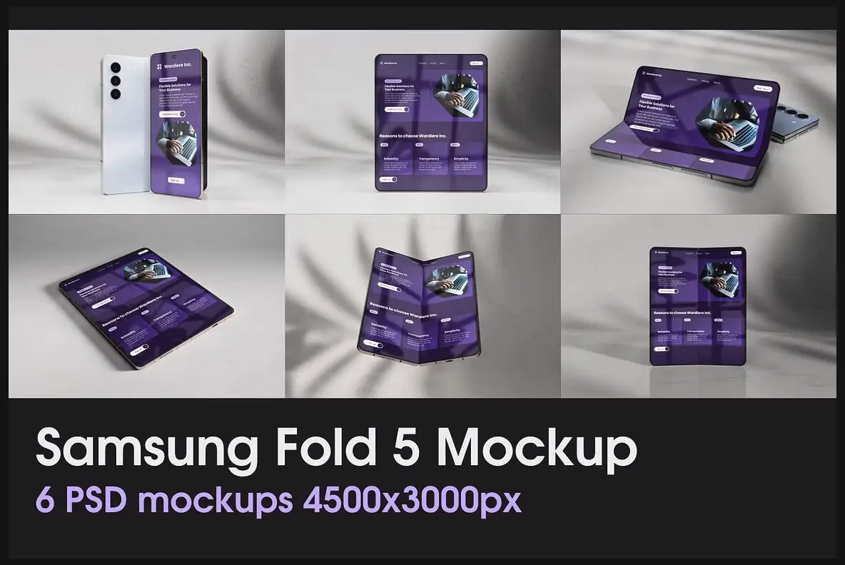 Samsung Fold 5 Mockup Phone PSD