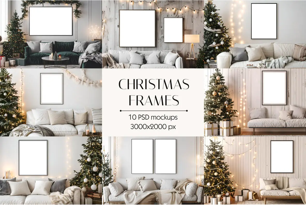 Christmas Frame PSD mockup pack