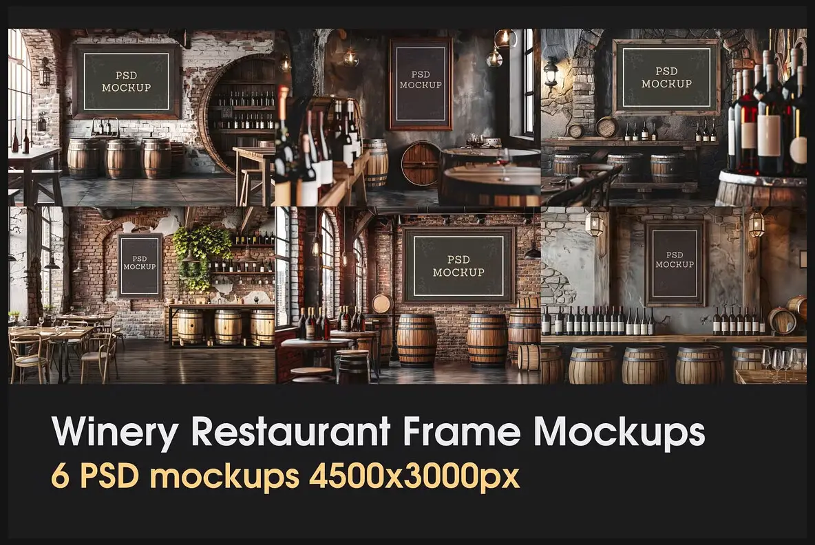 Wine Restaurant Interior Frame Mockups