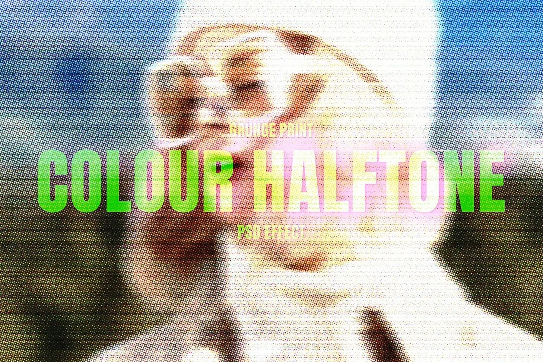 Colour Halftone Image Effect Mockup