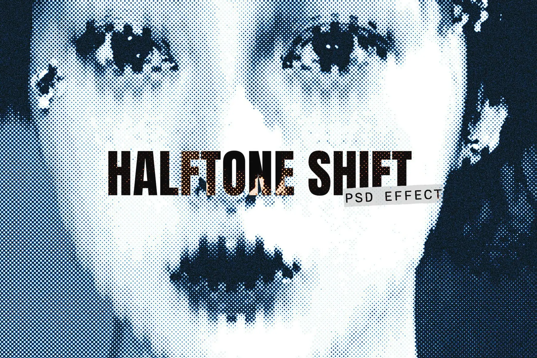 Halftone Shift Image Effect Mockup