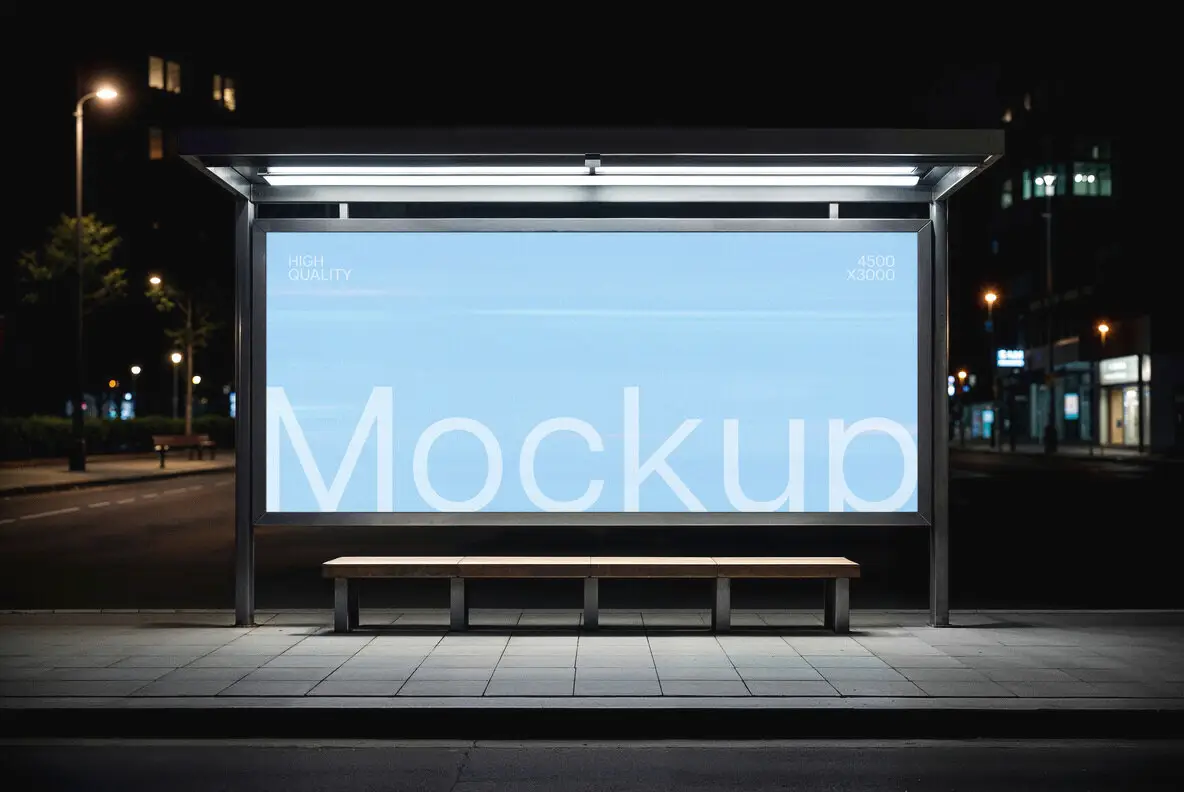 Bus Stop Billboard Mockup