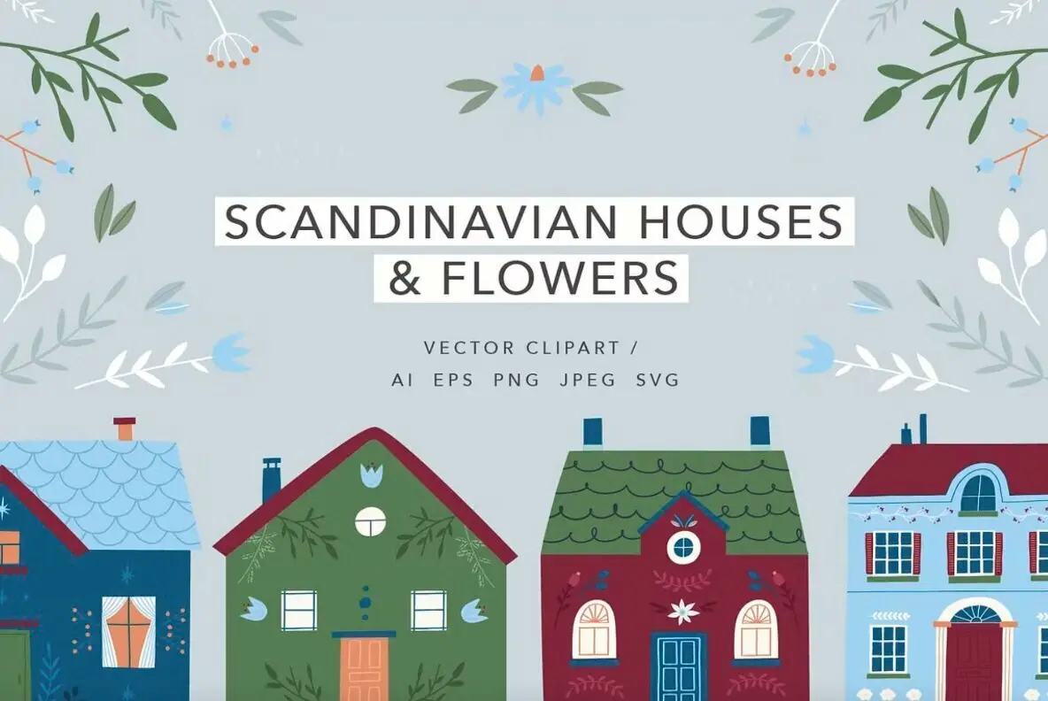 Scandinavian Houses and Flowers