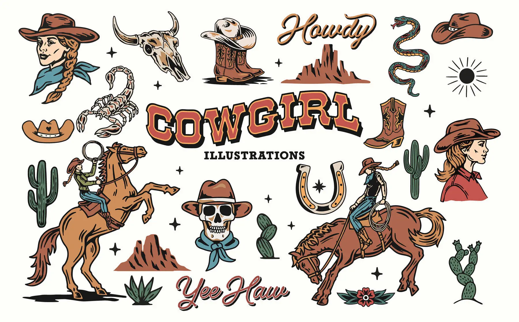 Cowgirl Illustrations