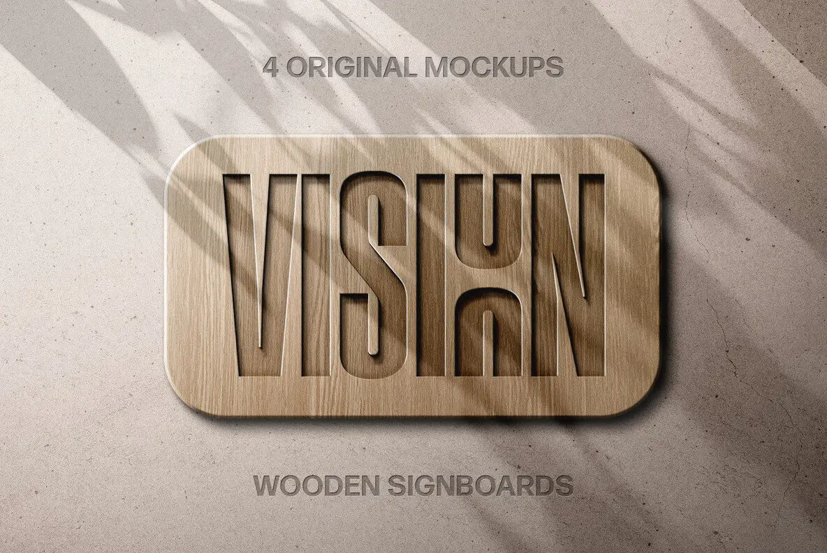 Wooden Sign Cut Out Mockups