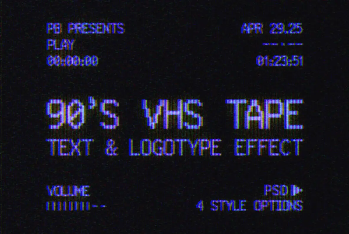 VHS Tape Text and Logo Effect