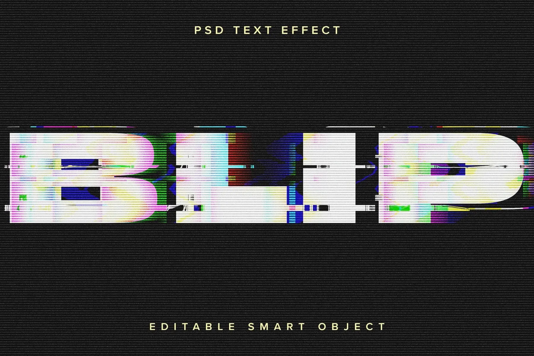 Distorted Glitch Text Effect Mockup