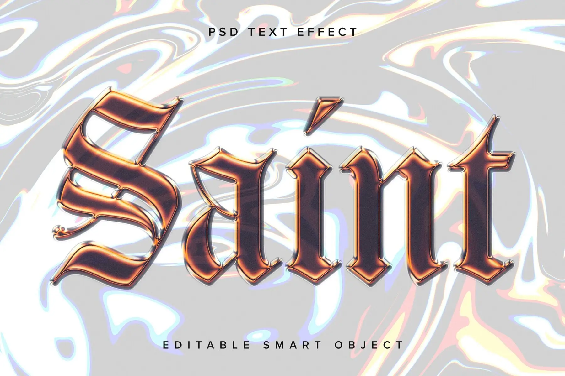 Orange Translucent Chrome Text Effect Mockup