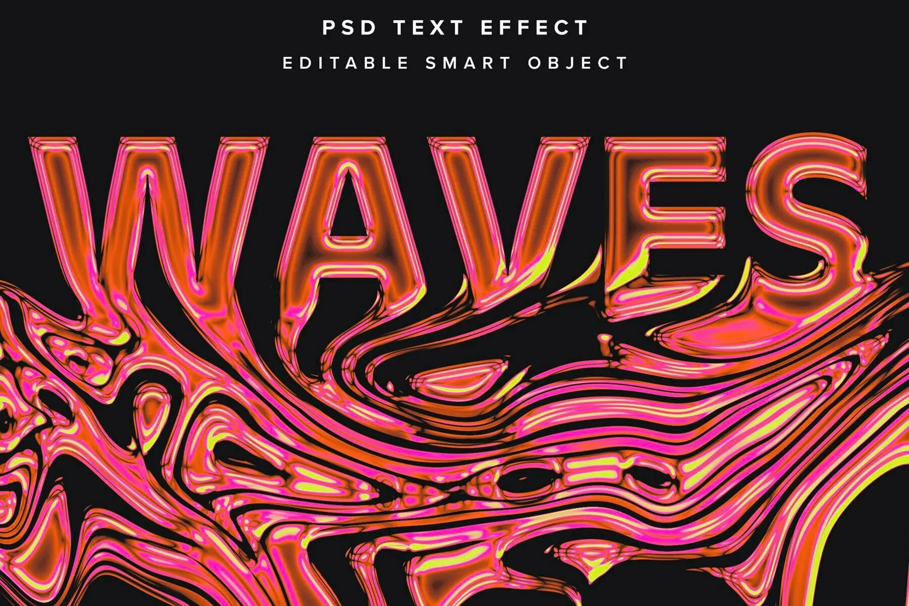 Melting Chrome Text Effect Mockup