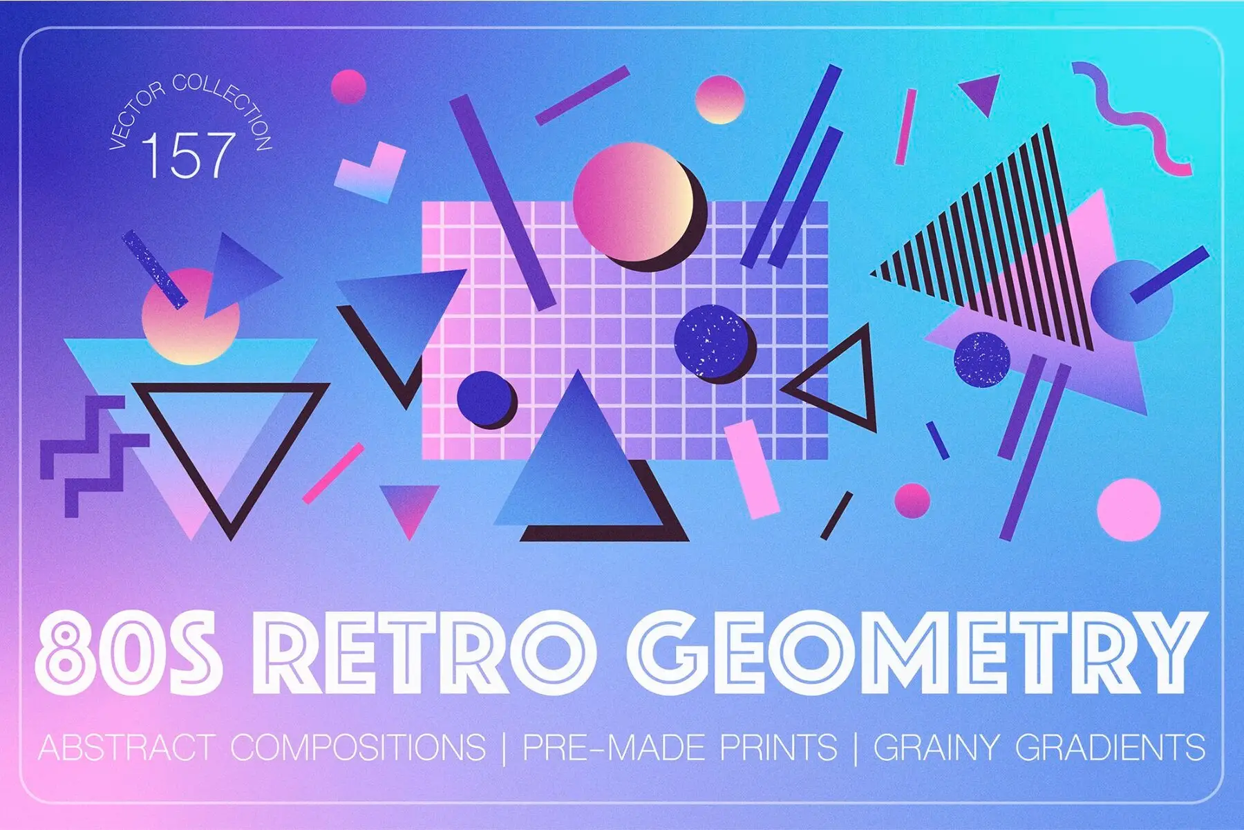 80s Retro Geometry Shapes and Gradients